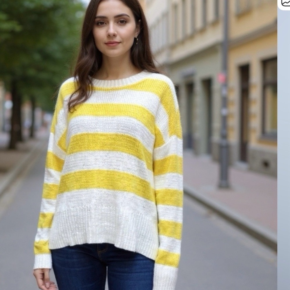 C&C California Yellow and White Striped Sweater